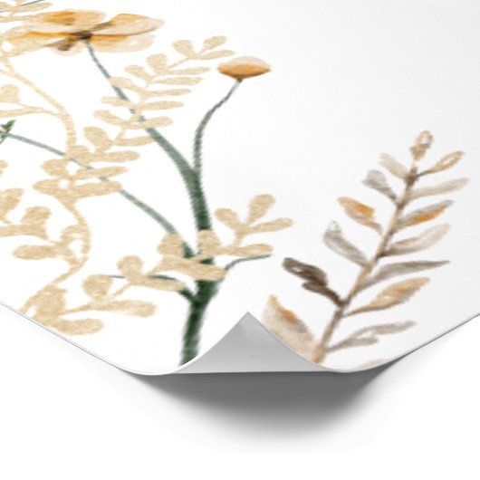 Waterverf Wildflower Vrijgezellenfeest Zitkaart Poster (Hoek)