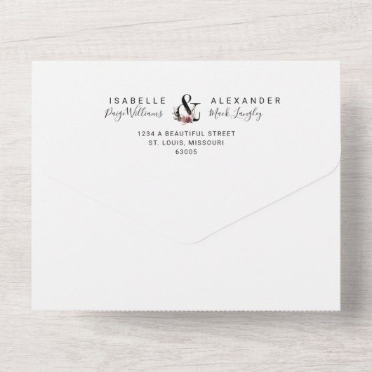 Waterverf Wildflower Wedding All In One Uitnodiging (Achterkant)