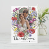 Waterverf Wildflower Wedding Bedankt (Staand voorkant)