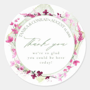 Waterverf Wildflower Wedding Bedankt Fsia ID954 Ronde Sticker