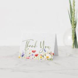 Waterverf Wildflower Wedding Dank u kaart