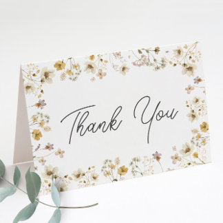 Waterverf Wildflower Wedding Gevouwen Dank je wel Bedankkaart