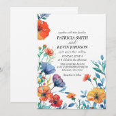 Waterverf Wildflower Wedding Kaart (Voorkant / Achterkant)