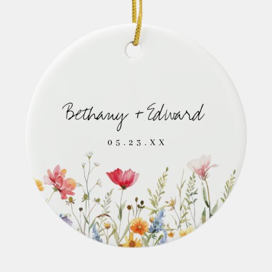 Waterverf Wildflower Wedding Keramisch Ornament (Voorkant)