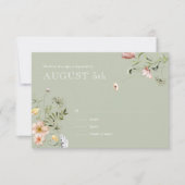 Waterverf Wildflower Wedding Response Kaart (Voorkant)