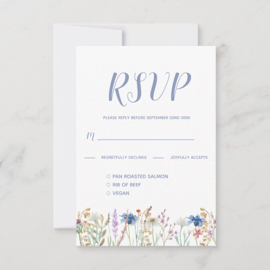  Waterverf Wildflower Wedding RSVP (Voorkant)