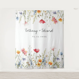 Waterverf Wildflower Wedding Wandkleed