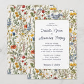 Waterverf Wildflower weduwen uitnodiging (Voorkant / Achterkant)