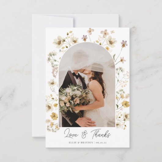 Waterverf Wildflower Weduwfoto Hartelijk dank Bedankkaart (Voorkant)