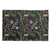 Waterverf Wildflower Zwarte Botanische Bloemen Kussensloop (Achterkant)