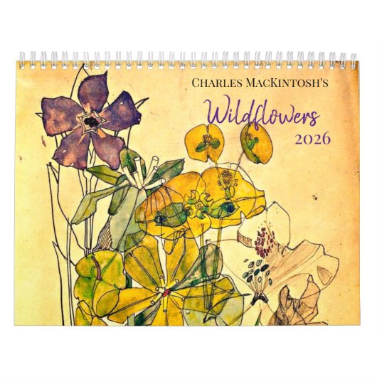 Waterverf Wildflowers 2026 van Charles Mackintosh Kalender (Hoes)