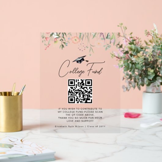 Waterverf Wildflowers Afstuderen College Fund Acryl Bord (Huwelijk)