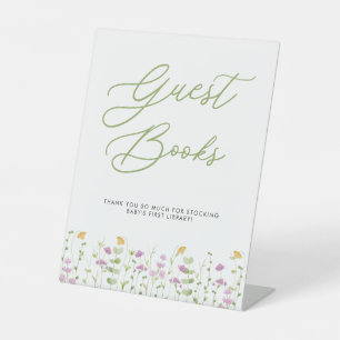 Waterverf Wildflowers Baby shower Gastboeken Reclamebord Met Voetstuk