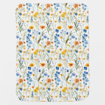 Waterverf Wildflowers Babydeken