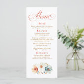 Waterverf Wildflowers Boho Fall Wedding Menu (Staand voorkant)