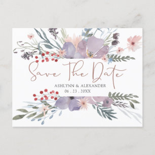 Waterverf Wildflowers Copper SAVE THE DATE Briefkaart