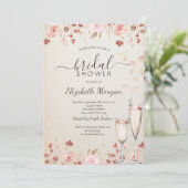 Waterverf Wildflowers Petals Prosecco Kaart (Staand voorkant)