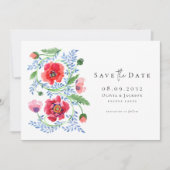 Waterverf Wildflowers Poppy Script Wedding Save The Date (Voorkant)