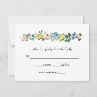 Waterverf Wildflowers RSVP Response Kaart