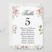 Waterverf Wildflowers Wedding Seating Chart Kaart (Achterkant)