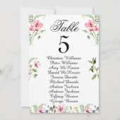 Waterverf Wildflowers Wedding Seating Chart Kaart (Voorkant)