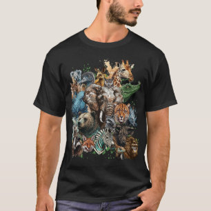 Waterverf Wildlife Collage T-shirt