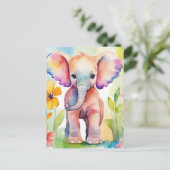 Waterverf Wildlife Elephant Briefkaart (Staand voorkant)