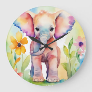 Waterverf Wildlife Elephant Grote Klok