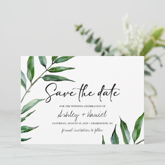 Waterverf wilg verlaat save the date kaart