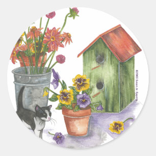 Waterverf "Willie" van de vogelhuisbloem Ronde Sticker