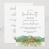 Waterverf Winery Bachelorette weekendfeest Kaart (Voorkant / Achterkant)