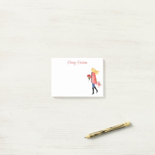 Waterverf Winkelen Mode meisje Post-it® Notes (Op bureau)