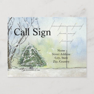 Waterverf Winter Antenna Ham Radio QSL-kaart Briefkaart