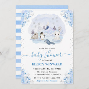 Waterverf Winter Arctic Animals Baby shower Kaart