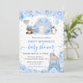 Waterverf Winter Arctic Animals Baby shower Kaart (Staand voorkant)