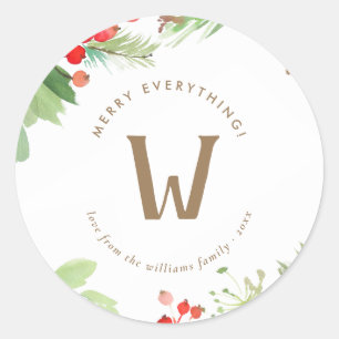Waterverf Winter Berries en Griekenland Ronde Sticker