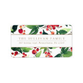 Waterverf Winter Berries & Holly Adres Label (Voorkant)