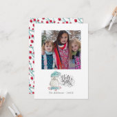 Waterverf Winter Bird kerstfoto Kaart (Voorkant / Achterkant in situ)