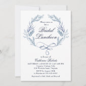 Waterverf Winter Blauw Bloemen Bruids Luncheon Kaart (Voorkant)