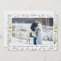 Waterverf Winter Blauwe Floral bruiloft Kerstmis