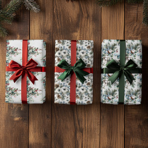 Waterverf Winter Bloembloem Kerstmis Inpakpapier Vel