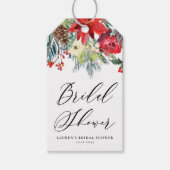 Waterverf Winter Bloemen Slinger Bruiloft Cadeaulabel (Voorkant)