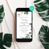 Waterverf Winter Bloemen Witte Roos Trouwfeest Kaart