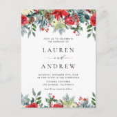 Waterverf Winter Blooms Garland QR Code Wedding Uitnodiging Briefkaart (Voorkant)