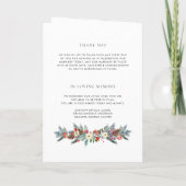 Waterverf Winter Blooms Garland Trouwprogramma Programma (Achterkant)