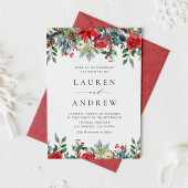 Waterverf Winter Blooms Garland Wedding Kaart