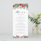 Waterverf Winter Blooms Garland Wedding Menu (Staand voorkant)