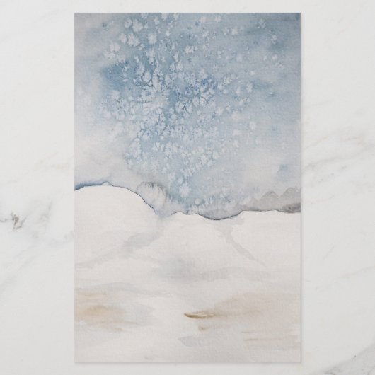 Waterverf winter Blue Silver Wedding Menu (Achterkant)