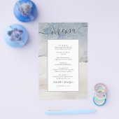 Waterverf winter Blue Silver Wedding Menu (Enkel)