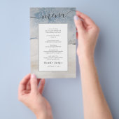 Waterverf winter Blue Silver Wedding Menu (Hand)